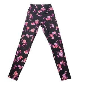 PINK Victoria's Secret Ultimate Leggings Womens XS Black Floral High Rise Ankle